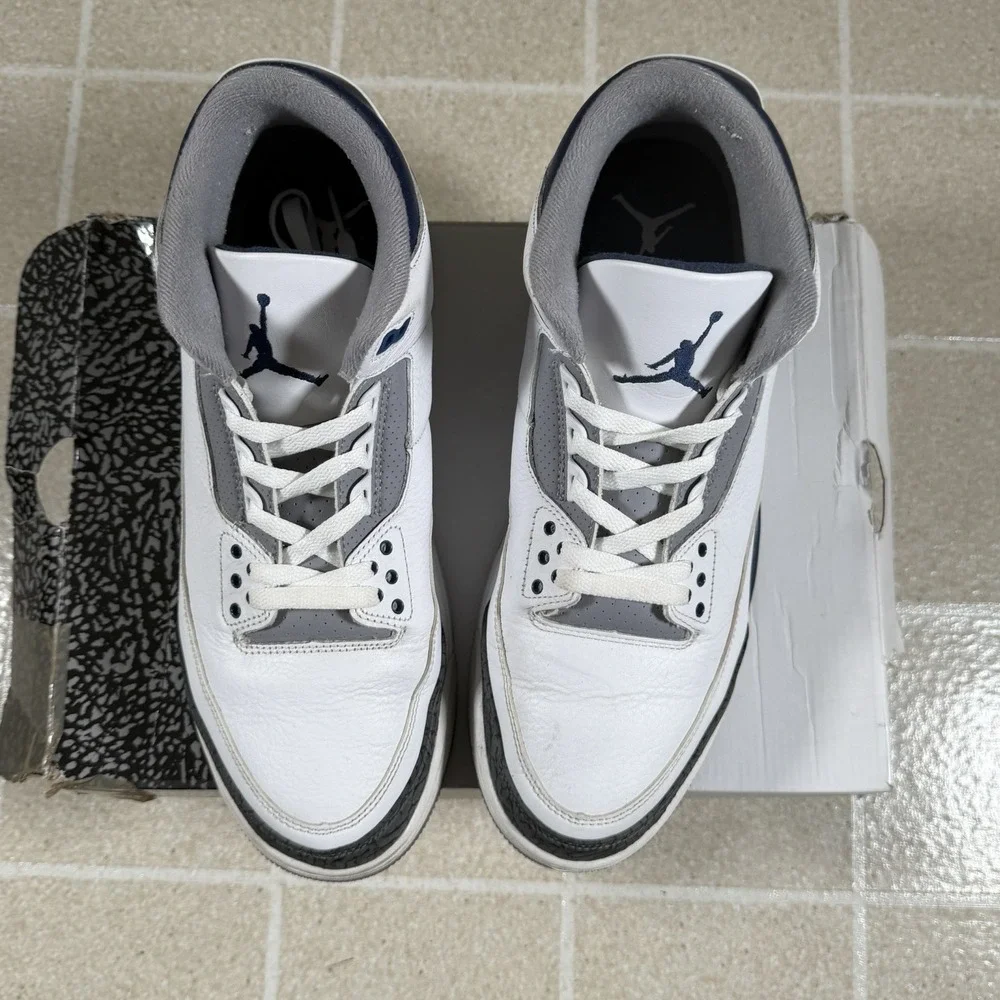 Size 12 - Air Jordan 3 Retro White/ Midnight Navy Model CT8532 140
